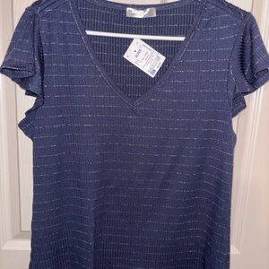 89th & Madison Navy Short Sleeve Top
